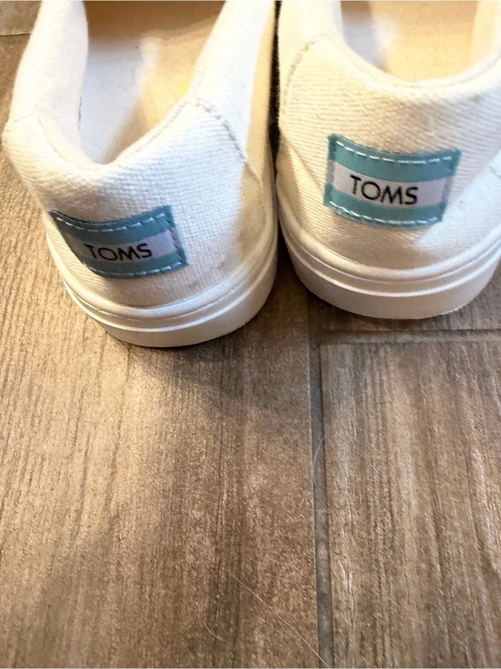 TOMS White Canvas Slip-On Shoes